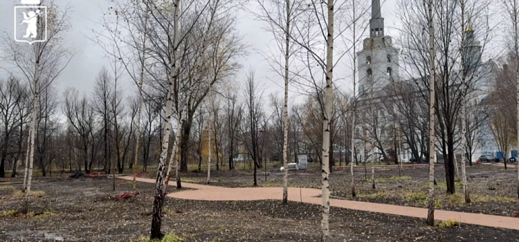 В Петропавловском парке Ярославля оформляют пешеходные дорожки