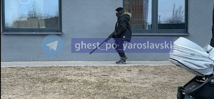 В Ярославле подросток в маске разгуливает по двору с оружием_268452