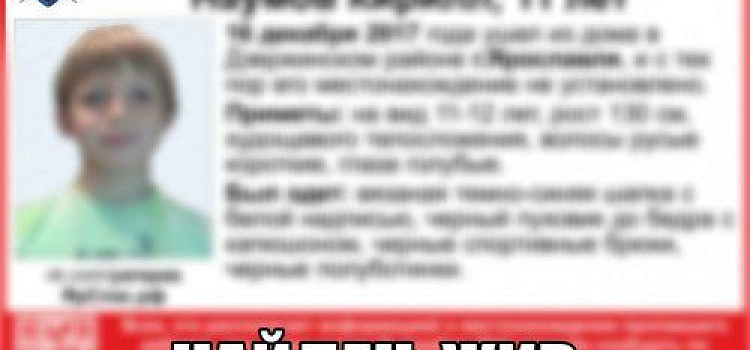 В Ярославле нашли пропавшего 11-летнего школьника