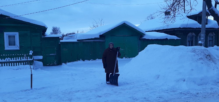 «Есть женщины в русских селениях!»: в Ярославской области 93-летняя бабушка убирает снег