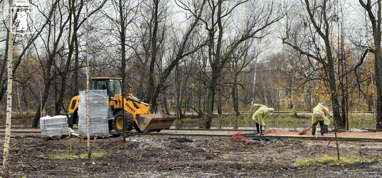 В Петропавловском парке Ярославля оформляют пешеходные дорожки_306201