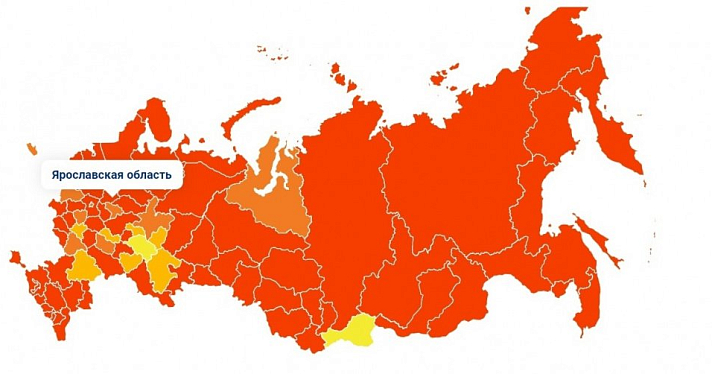 Ярославская область снова стала красной на тепловой карте заболеваемости коронавируса